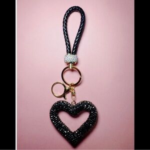 Black Heart Keychain with Gold Accents